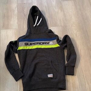 Superdry Men's Charcoal and Lime Hoodie Sweater